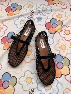 Alaïa Mesh Mary Jane Flat Sandals